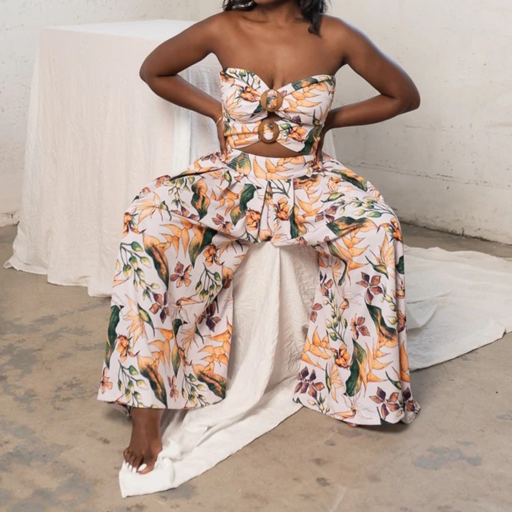 Mónica Campaña Lupe Floral Sand Jumpsuit